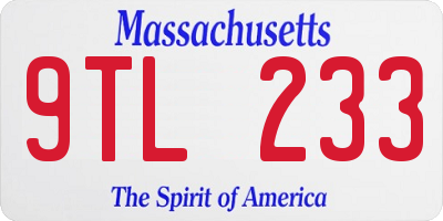 MA license plate 9TL233