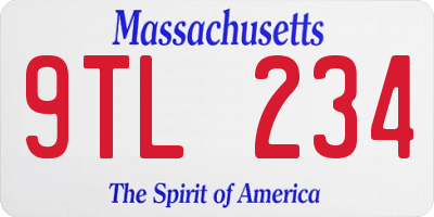 MA license plate 9TL234