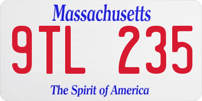 MA license plate 9TL235