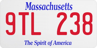 MA license plate 9TL238