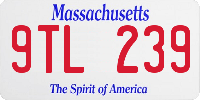 MA license plate 9TL239