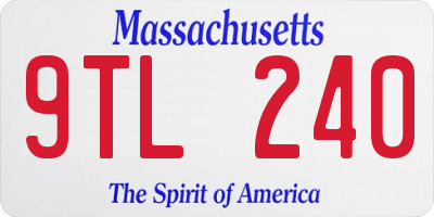 MA license plate 9TL240