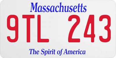 MA license plate 9TL243
