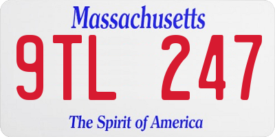 MA license plate 9TL247