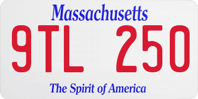 MA license plate 9TL250