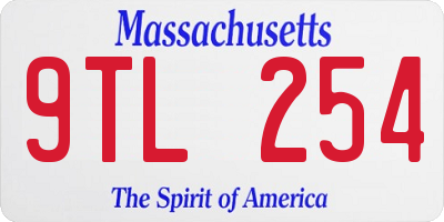 MA license plate 9TL254