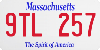 MA license plate 9TL257
