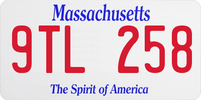 MA license plate 9TL258