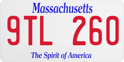 MA license plate 9TL260