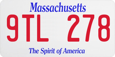 MA license plate 9TL278