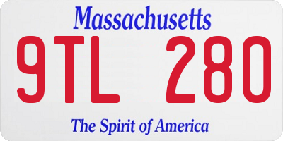 MA license plate 9TL280