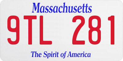MA license plate 9TL281