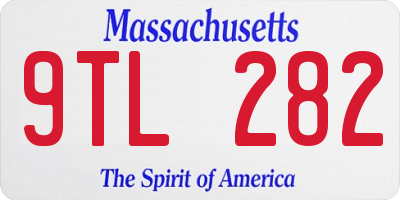 MA license plate 9TL282