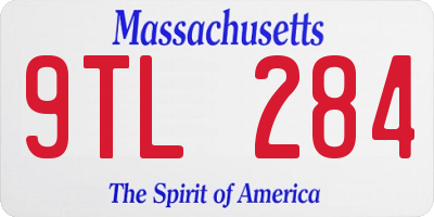 MA license plate 9TL284