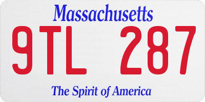 MA license plate 9TL287