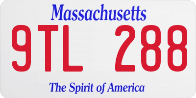 MA license plate 9TL288
