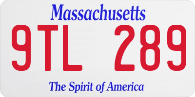 MA license plate 9TL289