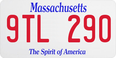 MA license plate 9TL290