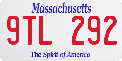 MA license plate 9TL292