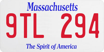 MA license plate 9TL294