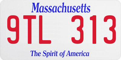 MA license plate 9TL313