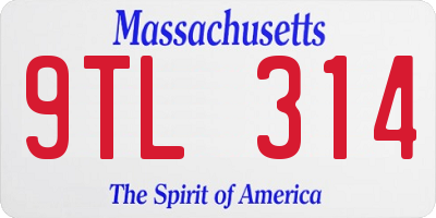 MA license plate 9TL314