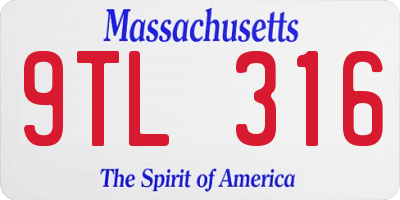 MA license plate 9TL316