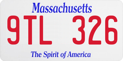 MA license plate 9TL326