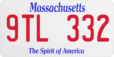 MA license plate 9TL332