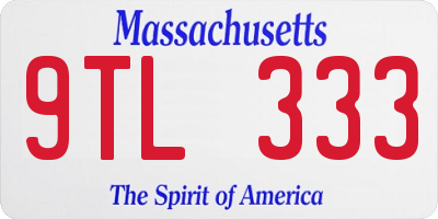 MA license plate 9TL333