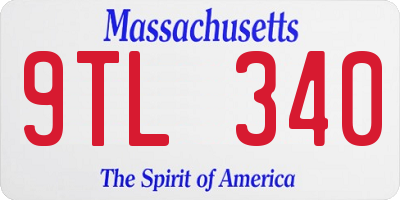MA license plate 9TL340