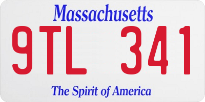 MA license plate 9TL341
