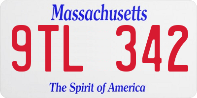 MA license plate 9TL342