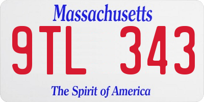 MA license plate 9TL343