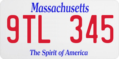 MA license plate 9TL345