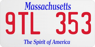 MA license plate 9TL353