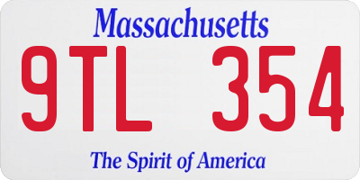 MA license plate 9TL354