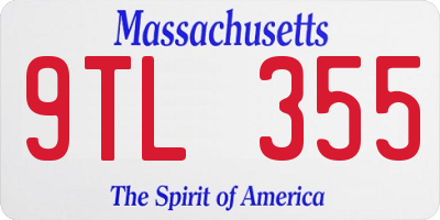 MA license plate 9TL355