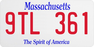 MA license plate 9TL361