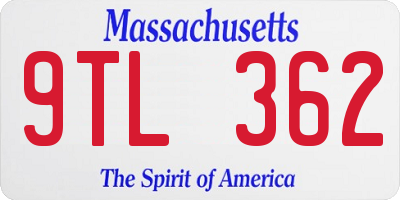 MA license plate 9TL362