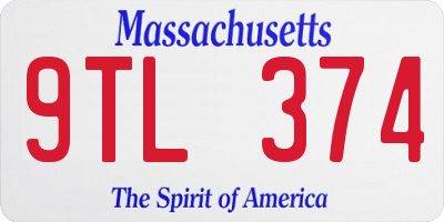 MA license plate 9TL374