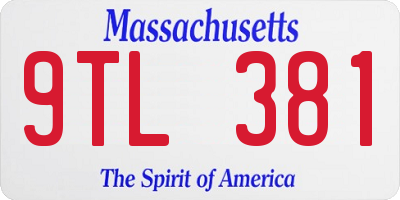 MA license plate 9TL381