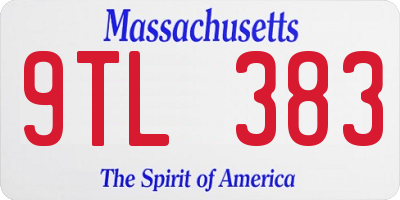MA license plate 9TL383