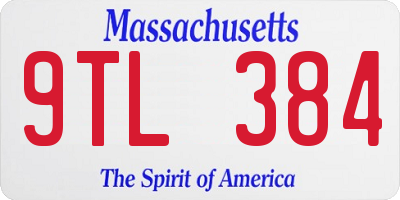 MA license plate 9TL384