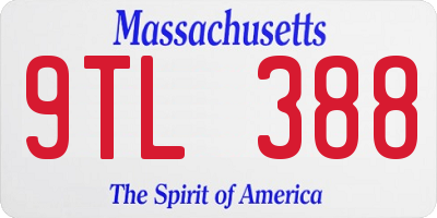 MA license plate 9TL388