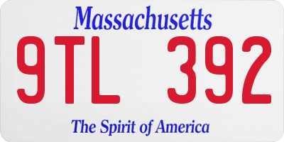 MA license plate 9TL392