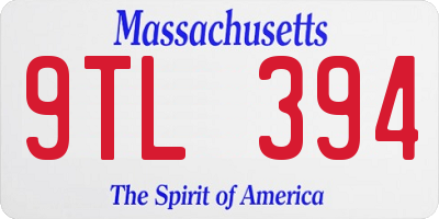 MA license plate 9TL394