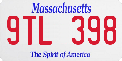 MA license plate 9TL398