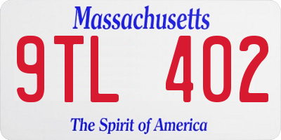 MA license plate 9TL402