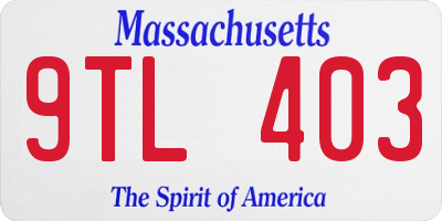 MA license plate 9TL403